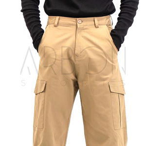 Pantalon cargo en coton léger pour homme, couleur camel, nouveau style tendance, confortable, unique, avec logo personnalisé, fournisseur fiable. - Product Image 4