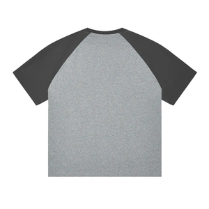 เสื้อยืดลำลองแขนแร็กแลนสองสี พิมพ์โลโก้ตามสั่ง ขายส่ง OEM คุณภาพสูง ผ้าฝ้าย 100% เนื้อหนา สไตล์วินเทจ สำหรับผู้ชาย - Product Image 4