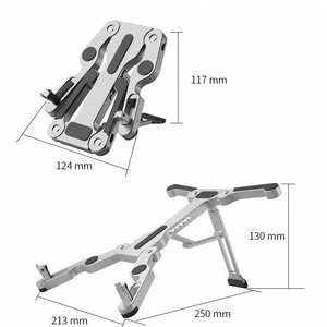 3-in-1 Foldable Aluminum Laptop <b>Stand</b> with Ventilated Heat Dissipation Universal Portable <b>Desktop</b> Riser for Laptop Tablet Phone - Product Image 3