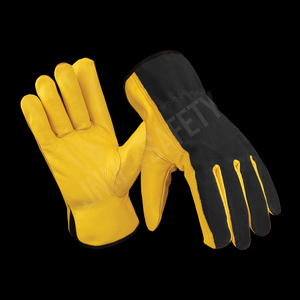 Leather Safety <b>Gloves</b> Full Texture Smooth Anti-Slip Abrasion Resistant Straight Cuff General Purpose Waterproof Touchscreen Heat - Product Image 3