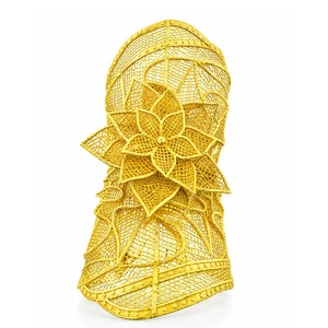 Wholesale 14K18K24K Gold Plated Wide Kada Intricate Floral Openwork Fashion Kada Bracelet Dubai Style Arabic <b>Bridal</b> Kada Jewelry - Product Image 1