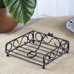 Porte-mouchoirs en métal décoratif, organisateur noir en forme de demi-lune, 6 pièces en designs variés, porte-mouchoirs en métal - Product Image 6