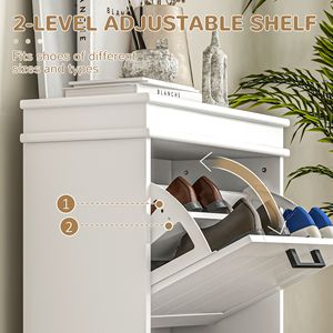 Mobiletto Moderno Bianco per Scarpe con 2 Cassetti Ribaltabili, Organizzatore Salvaspazio per 10 Paia in Ingresso o Corridoio - Product Image 5