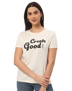 T-shirt à col rond imprimé sur mesure pour femmes, tissu tricoté en jersey à manches courtes pour vêtements décontractés quotidiens, fabricant en gros - Product Image 3