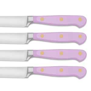 Ensemble de 4 couteaux à steak de qualité supérieure avec lames en acier courbé poli et manches noirs confortables pour une restauration raffinée - Product Image 6