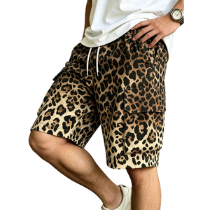 Pantalones Cortos Bermuda para Hombre con Estampado de Leopardo, Cintura Media, Cierre con Cordón, Casuales, Ligeros, de Secado Rápido, Tejidos, para Playa y Verano - Product Image 2