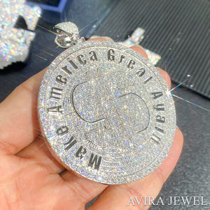 Pendentif Hip Hop Unisexe en Argent Sterling Massif 925 Plaqué Or Rose Jaune, Sans Nickel, Sans Plomb, avec Moissanite, Idéal pour les Occasions Festives - Product Image 3