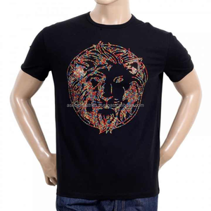 T-shirt de transfert de strass pour hommes T-shirts chauds personnalisés en cristal multicolore 220 GSM pour la saison d'été - Product Image 2