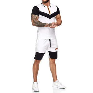 Men's Color Blocking Sportswear <b>Set</b> Polo T-Shirt and Shorts Quick Dry Summer Athletic Wear Two Piece Outfit - Product Image 4
