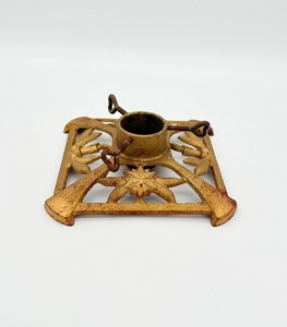 Support de sapin de Noël vintage doré, style années 1950, support de sapin rétro, décoration de Noël dorée, base de sapin en fer doré - Product Image 4