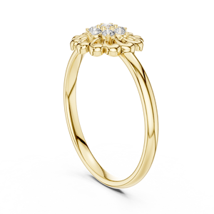 Anillo minimalista de oro macizo de 14k con diamante talla redonda Sunflower para mujer, ideal para regalo, compromiso o aniversario. - Product Image 4