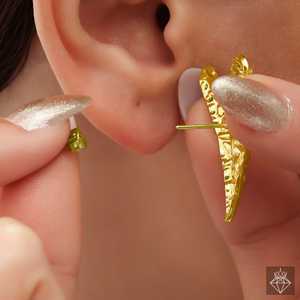 PRAO Boucles d'oreilles fines anti-ternissement texturé Design coeur doré - Product Image 1