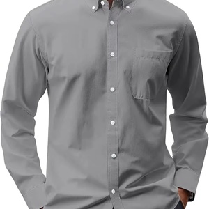 Chemise habillée pour homme, en coton 100% respirant, couleur violet clair, à manches longues, col boutonné, tissée, uniforme de bureau - Product Image 3