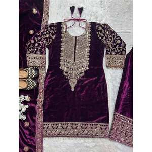 Ensemble de costume de soirée pour femmes avec broderie et travail de séquence de codage - Product Image 2