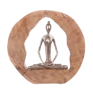 Figura Decorativa de Diseño Moderno con Base de Madera y Metal de Aluminio Plateado, Adorno para Regalo, Decoración Festiva para el Hogar - Product Image 1