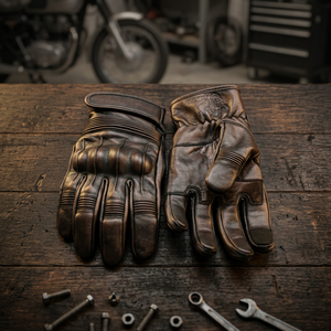 Brown Leather Racing Gloves <b>Full</b> Finger Motorbike Riding Gloves Breathable Non <b>Slip</b> for Cycling Outdoor Sports - Product Image 5