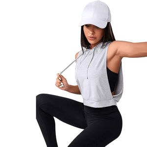 Top deportivo sin mangas con capucha para mujer, elástico y corto, para correr, yoga y entrenamiento - Product Image 6