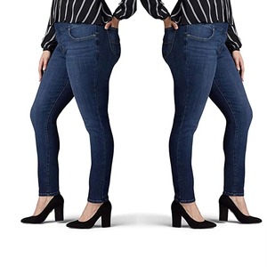 Vente en gros usine – Pantalon crayon en jean pour femme, taille mi-haute, décontracté, 100 % coton, séchage rapide, respirant, délavage clair, service OEM - Product Image 4