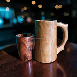 Taza de madera de acacia natural con abridor de botellas integrado, artesanía rústica para el hogar y el bar a un precio asequible. - Product Image 5