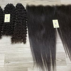 Vente en gros paquets de cheveux naturels raides bouclés birmans extensions de trame dentelle suisse brute 13x6 HD cheveux humains frontaux Vietnam - Product Image 5