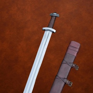 Handmade Custom Carbon Steel Straight Edge Spear Point Blade <b>Wood</b> <b>Wrapped</b> Handle Knife with Scabbard DIY Grade 32 Inches - Product Image 1