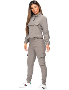 Ensemble de survêtement pour femme personnalisé, décontracté, respirant, avec fermeture éclair mi-longue, haut court, veste, 2 pièces, jogging, entraînement, haute qualité - Product Image 4