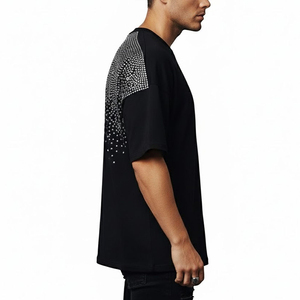 T-shirt à manches courtes pour homme Moto End Corporation, imprimé étoiles, col rond, décontracté, coupe classique, tissu tricoté - Product Image 4