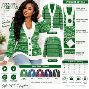 เสื้อคลุมคาร์ดิแกนถักไหมพรมทรงหลวมลายบล็อกสี Jacquard ของ Cosh International Sorority Sisterhood สำหรับฤดูใบไม้ร่วงและฤดูหนาว - Product Image 6
