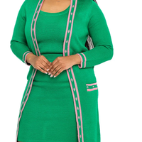 Cardigan en acrylique vert brodé pour femme, à manches longues, col rond, ouvert sur le devant, avec poches, décontracté, hiver, patchwork, anti-plis