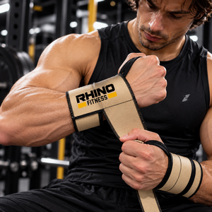 ผ้าพันข้อมือคอตตอน Rhino Fitness พร้อมห่วงนิ้วโป้งสำหรับยกน้ำหนัก ผ้าพันข้อมือคอตตอนสีม่วง Rhino Fitness พร้อมห่วงนิ้วโป้งแบบตะขอ - Product Image 3
