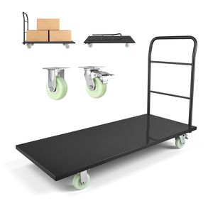 Carrello Industriale in Acciaio con Piattaforma, Capacità 900 kg, Ruote Girevoli, Carrello a Spinta Manuale - Product Image 1