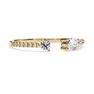 Anillo de Diamante Cultivado en Laboratorio con Corte Pera, Oro Amarillo de 14K/18K, Diseño Abierto, 0.30 CT, DEF VVS, Estilo Étnico para Novia, Chapado en Rodio - Product Image 5