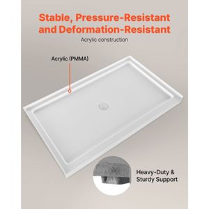Piatto Doccia Rettangolare in Acrilico PVC Bianco 152x91 cm con Soglia Singola e Funzione Antiscivolo per Uso Interno - Product Image 4