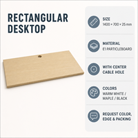 Bureau moderne en panneaux de particules E1 avec finition grain de bois, table d'étude sur mesure pour poste de travail à domicile, prix usine