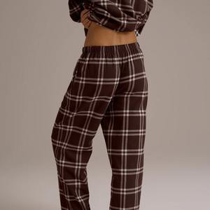 Pijamas de Lino y Algodón para Mujer, Camisa con Botones y Pantalones a Rayas, Conjunto de Pijamas de Dos Piezas, Ropa de Dormir para Mujer - Product Image 3