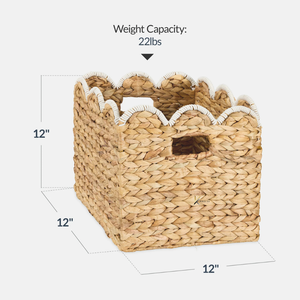 Panier de rangement tressé décoratif à bords festonnés en forme d'animal - Organisateur multifonctionnel écologique pour placard de chambre d'enfant avec poignées - Product Image 2