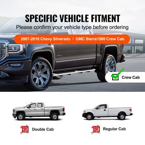 Pedane Laterali da 6 Pollici Compatibili con Chevy Silverado/GMC Sierra 1500 Crew Cab 2007-2018, 2500HD 3500HD 1500 LD 2019-2020 - Product Image 2