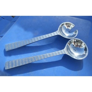 Poignée design en forme de larme en acier inoxydable avec extrémité X Max Tree Set de service à salade de créateur plaqué or - Product Image 3