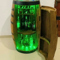 Meuble de bar en bois moderne avec lumières LED Table à liqueur rustique pour la maison, meubles de rangement pour vins et spiritueux fabriqués à la main