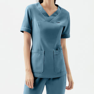 Uniforme Médico de Poliéster, Spandex y Rayón para Hospital, Yoga, Enfermería, Material para Hombre, Corte Ajustado, Azul Claro - Product Image 2