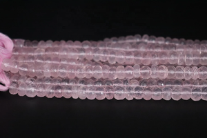 Perles Rondelle à facettes en quartz rose de qualité AAA 8 mm 10 pouces brin de perles de quartz rose pour la fabrication de bijoux - Product Image 2