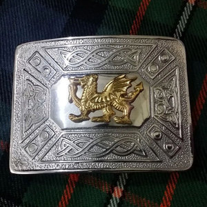 Nouvelle boucle de ceinture écossaise traditionnelle pour homme, motif dragon celtique gallois, finition chromée, bicolore, OEM ODM - Product Image 1