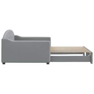 Lit de repos gris clair en polyester avec lit gigogne en métal, bois, contreplaqué et mousse – Lits confortables - Product Image 4
