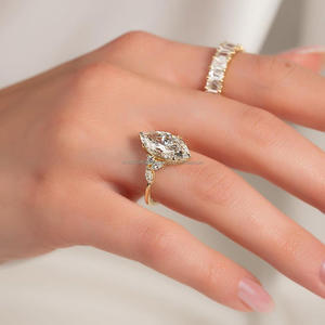 IGI/GIA Lab cultivé Vintage 14k or blanc mariage/fiançailles unisexe bague coupe diamant anniversaire fête cadeau avec diamant taille poire - Product Image 5