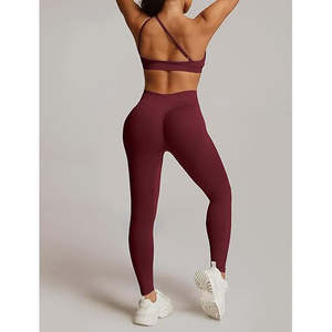 Ensembles de yoga réversibles 2 pièces respirants et légers en Spandex/Coton, leggings taille haute, extensibles dans les quatre sens, confortables et unis - Product Image 2