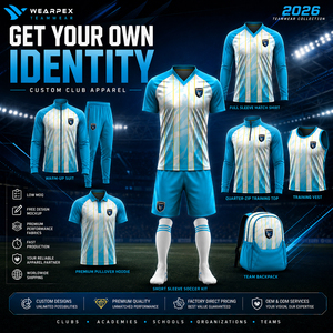 Conjunto de Uniforme de Fútbol Personalizado con Cuello en V, Manga Corta, Sublimado, Transpirable, Unisex para Adultos, con Rayas - Product Image 1