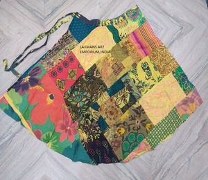 New Cotton Patchwork Over Dye Coloured Women's Wrap Round Skirts Wholesale Supplier From India - Product Image 1