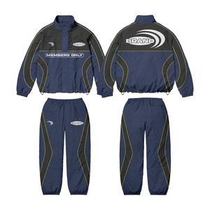 เสื้อแจ็คเก็ตผ้าฝ้ายสีแดงแบบกำหนดเองได้  สำหรับทุกเพศ ระบายอากาศได้ดี กันลม  ไซส์ใหญ่  ลายทาง  คอตั้ง  เสื้อแจ็คเก็ตสำหรับเล่นกีฬา - Product Image 6