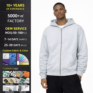 Custom Heavyweight Zip up <b>Mens</b> <b>Hoodies</b> <b>Thick</b> Cotton French Terry <b>Thick</b> Oversized Zip up <b>Hoodies</b> for <b>Men</b> - Product Image 4