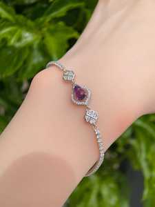 กำไลข้อมืออเมทิสต์ธรรมชาติ เงินแท้ พลอยสีม่วง เครื่องประดับนำโชค ของขวัญวันเกิดเดือนกุมภาพันธ์ ของขวัญสุดหรูสำหรับเธอ - Product Image 2
